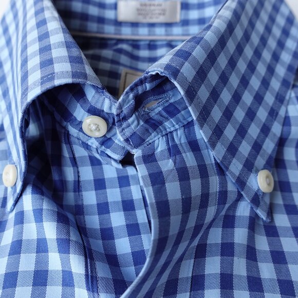 Peter Millar Button Down Shirt Cotton Blue Check Long Sleeve Men's Size M - Picture 8 of 13